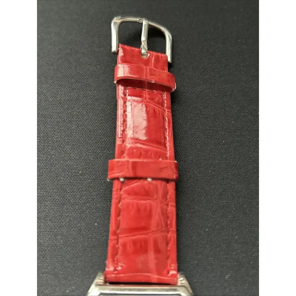 Silver Tone Red Band Women’s Quartz Watch